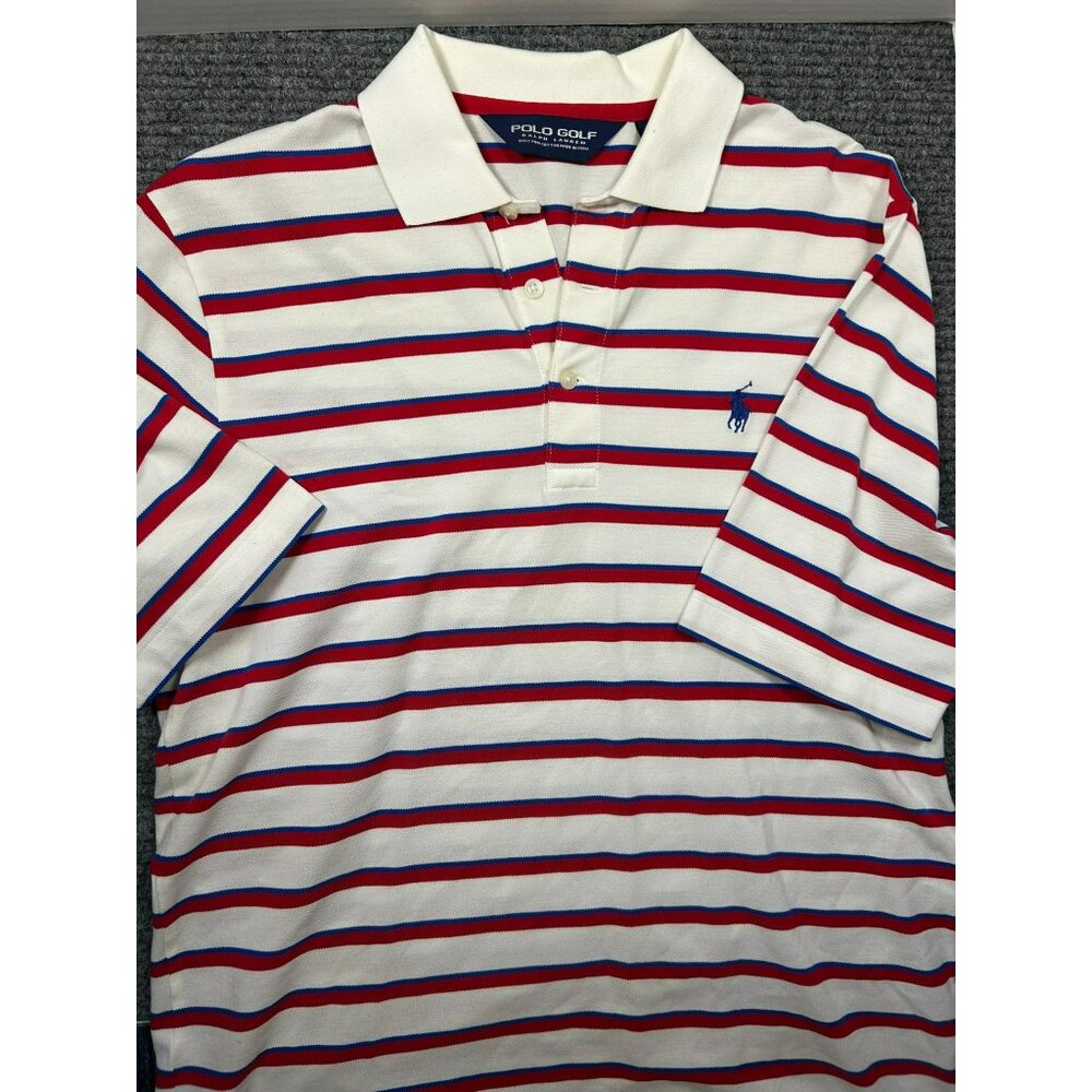 Polo Golf Ralph Lauren Mens Striped Polo Shirt Red/White/Blue Short Sleeve S
